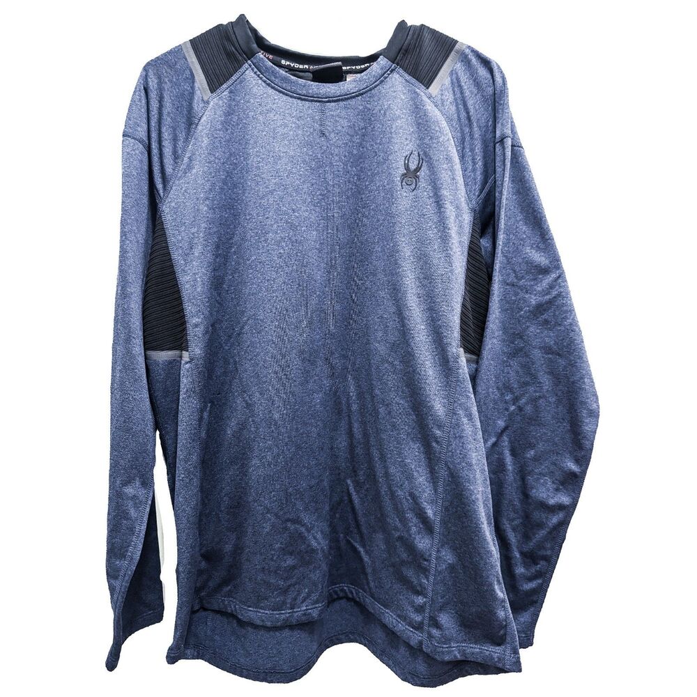 Spyder Active Long Sleeve Athletic Pullover Blue Heather Men's Medium